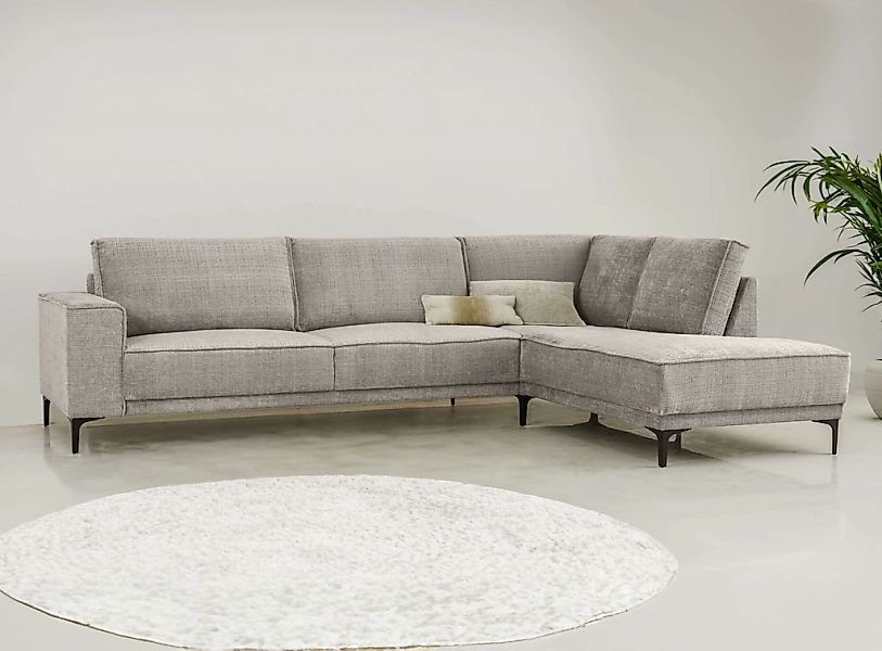OTTO home Ecksofa "Polsterecke Oland, Struktur, Flachgewebe, Luxus-Microfas günstig online kaufen