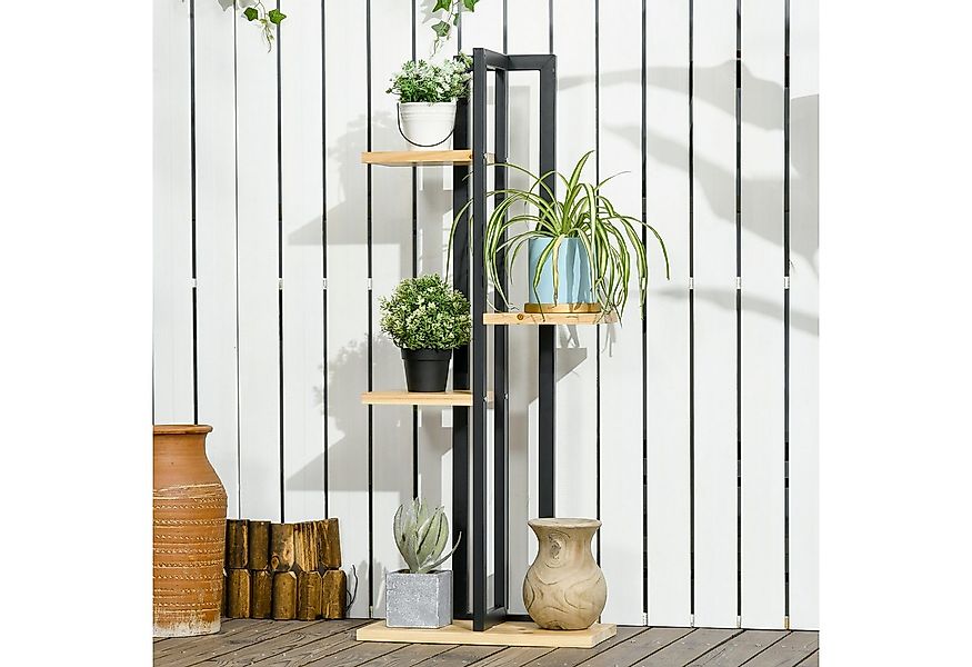Outsunny Pflanzentreppe aus Holz, mehrstöckig (110 cm hoch Blumenständer, 1 günstig online kaufen