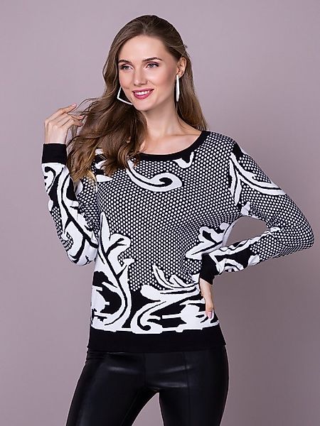 Passioni Strickpullover mit zweifarbigem modernen Jacquard günstig online kaufen