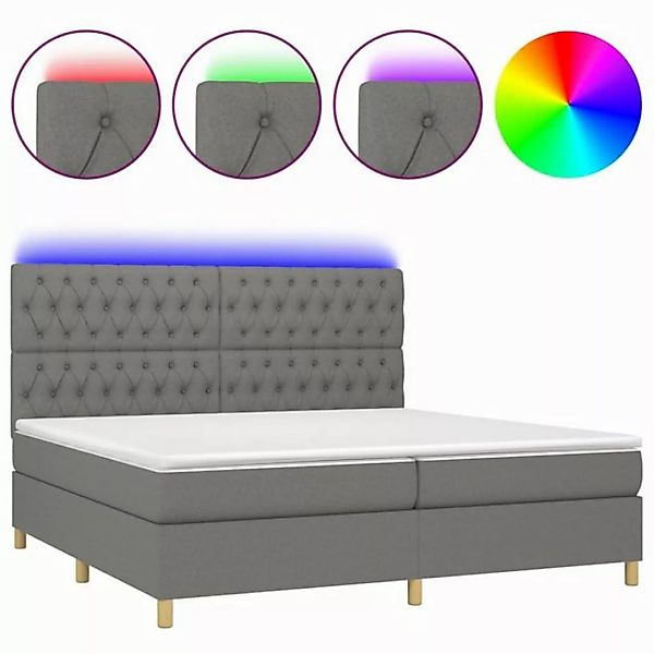 vidaXL Boxspringbett Boxspringbett mit Matratze LED Dunkelgrau 200x200 cm S günstig online kaufen