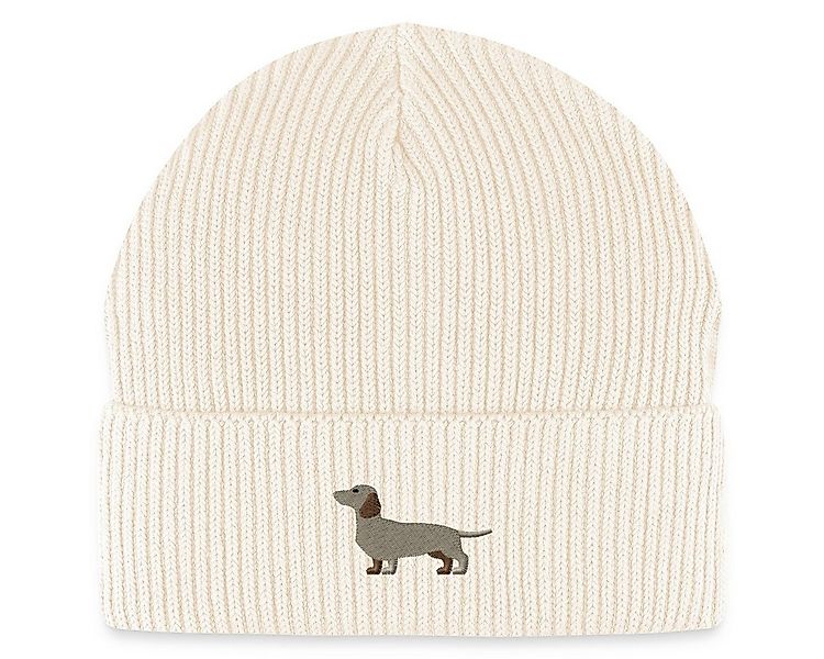 Spreadshirt Beanie Dackel Stickerei Fisherman Beanie Bio Mütze (1-St) günstig online kaufen