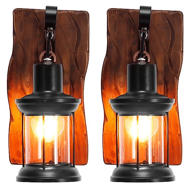 BlingBin Wandleuchte E27 Holz Retro Wandlampe günstig online kaufen