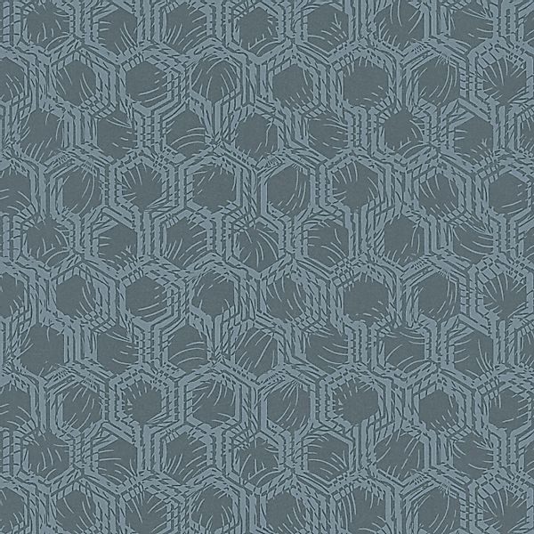Bricoflor Vliestapete in Dunkelblau Geometrische Tapete mit Hexagon Design günstig online kaufen