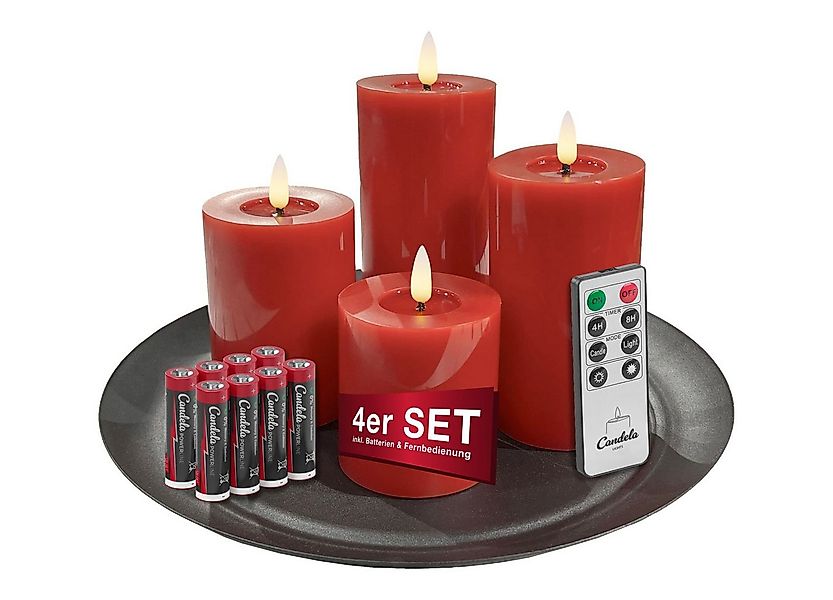 LC Home LED-Kerze Candela Lights LED Kerzen 4er Set Stumpenkerze inkl. Kerz günstig online kaufen