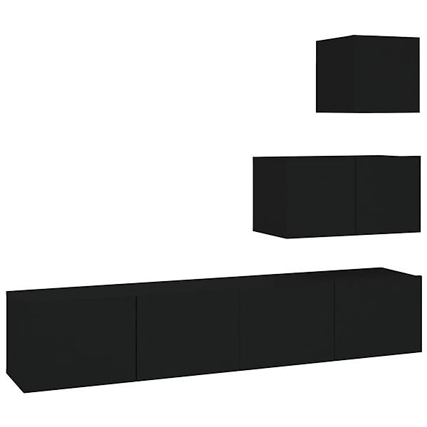 VidaXL 4-tlg. TV-Schrank-Set Schwarz Holzwerkstoff 2 günstig online kaufen