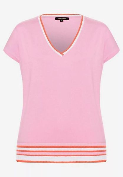 MORE&MORE T-Shirt V-Neck Shirt with Contrast-Stripes günstig online kaufen