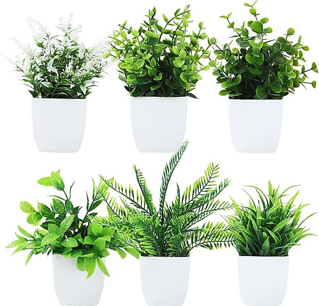 Künstliche Zimmerpflanze 6-teiliges Set künstlicher Blumentöpfe, Mini- Kuns günstig online kaufen