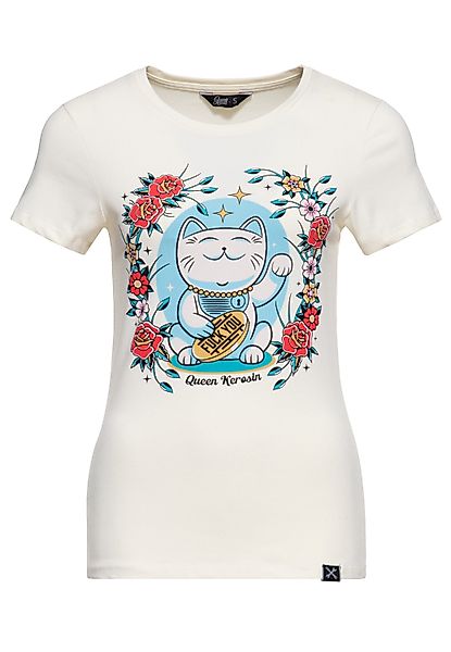 QueenKerosin Print-Shirt Lucky Cat (1-tlg) mit günstig online kaufen
