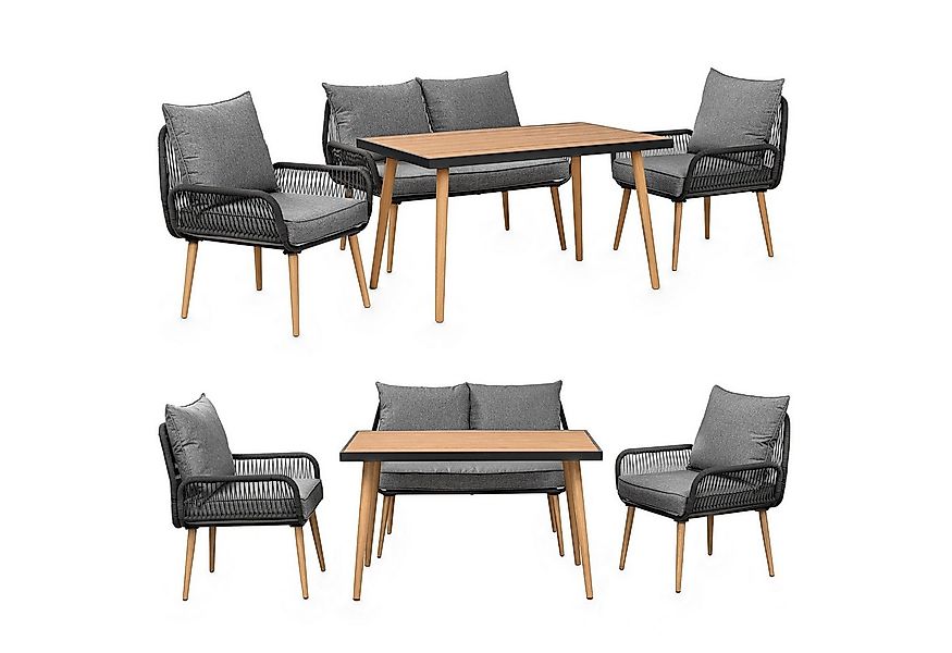 Swing&Harmonie Gartenlounge-Set für 4-6 Personen mit Tisch, Sofa, Stühle, ( günstig online kaufen
