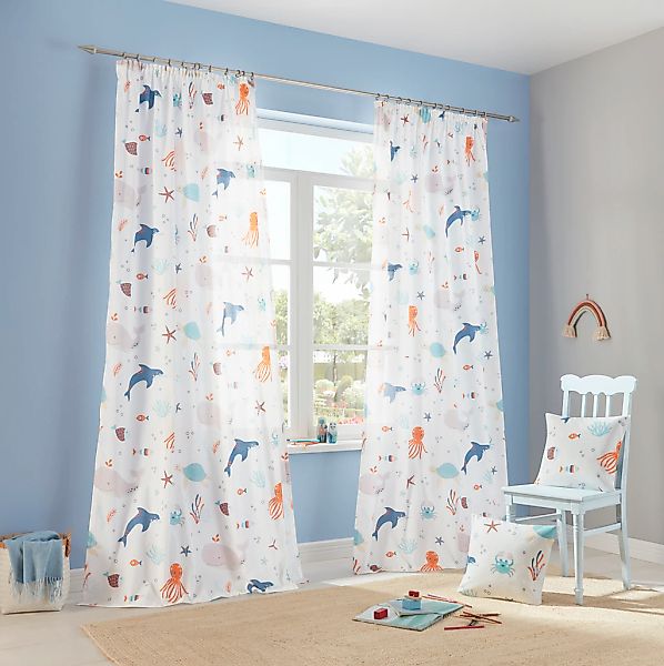 OTTO home Gardine "OCEAN" Kräuselband 1 Stk. tlg. Kindergardine, mit Meeres günstig online kaufen