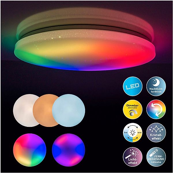 näve LED Deckenleuchte »Rainbow«, 1 flammig, Kristalleffekt, dimmbar, Nacht günstig online kaufen