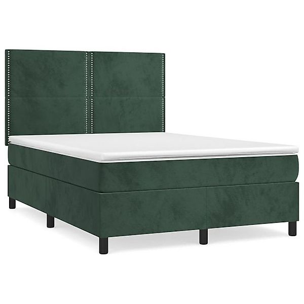 vidaXL Boxspringbett, Boxspringbett mit Matratze Dunkelgrün 140x200 cm Samt günstig online kaufen