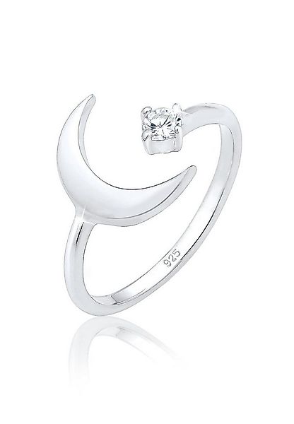 Elli Fingerring Halbmond Zirkonia Weiß 925 Sterling Silber, Astro günstig online kaufen