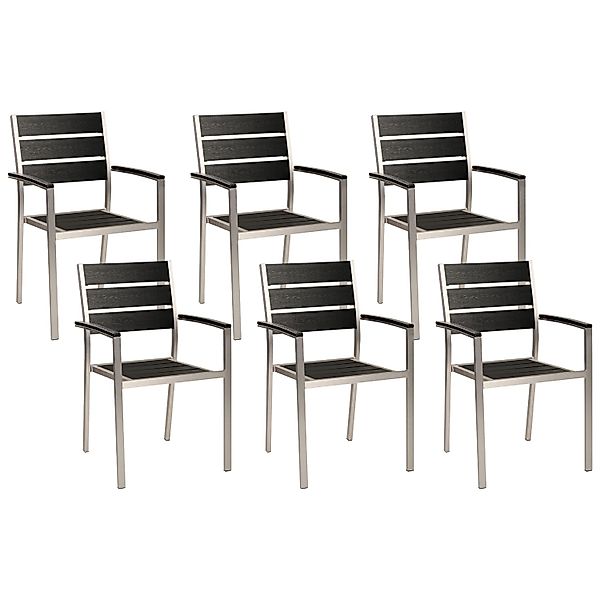 Beliani Gartenstuhl Schwarz Silber 57x54x88 günstig online kaufen