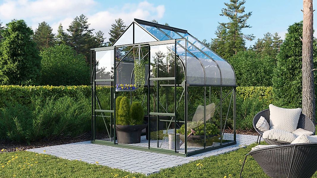 Vitavia Gewächshaus "Dione 5000 smaragd" inkl. Fundamentrahmen, Dachlüfter günstig online kaufen