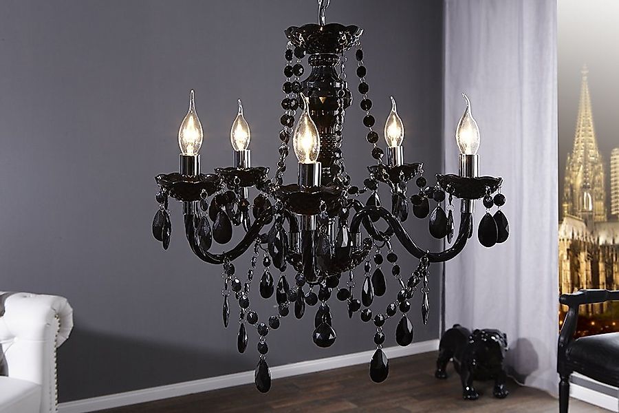 riess-ambiente Kronleuchter BLACK CRYSTAL 55cm schwarz, ohne Leuchtmittel, günstig online kaufen