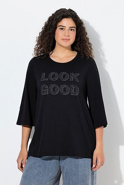 Ulla Popken T-Shirt Shirt Look Good A-Linie Rundhals 3/4-Glockenärmel günstig online kaufen