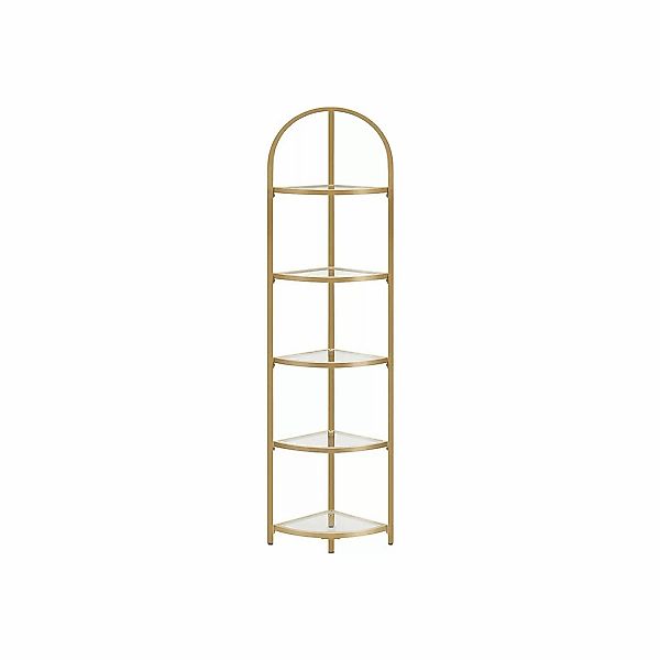 Vasagle Eckregal 5 Ebenen Hartglas 28 cm x 28 cm x 158 cm Gold günstig online kaufen