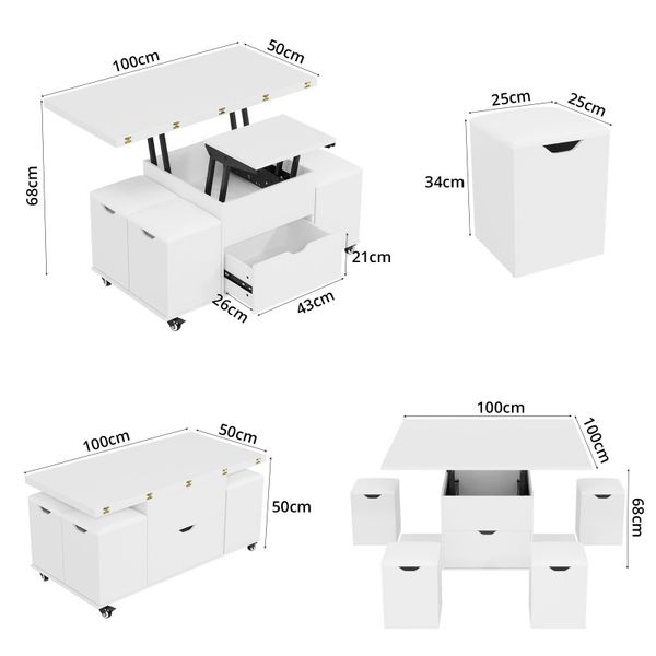 VOWNER Couchtisch 3-in-1-Multifunktions-Couchtisch mit Schublade & günstig online kaufen