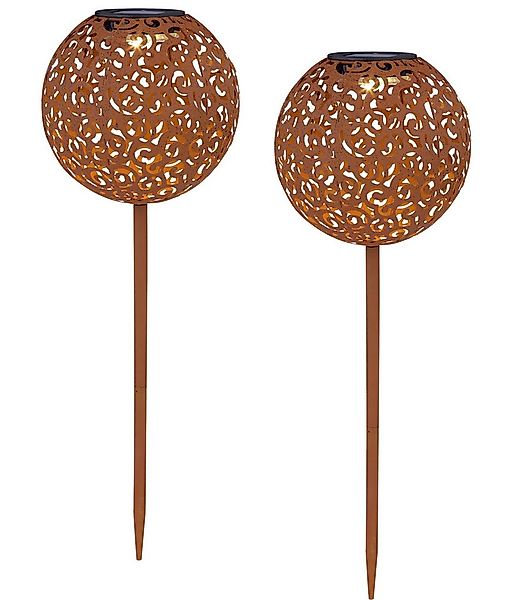 bmf-versand LED Solarleuchte Solarleuchten Garten Kugel Rost 2er Set Solarl günstig online kaufen