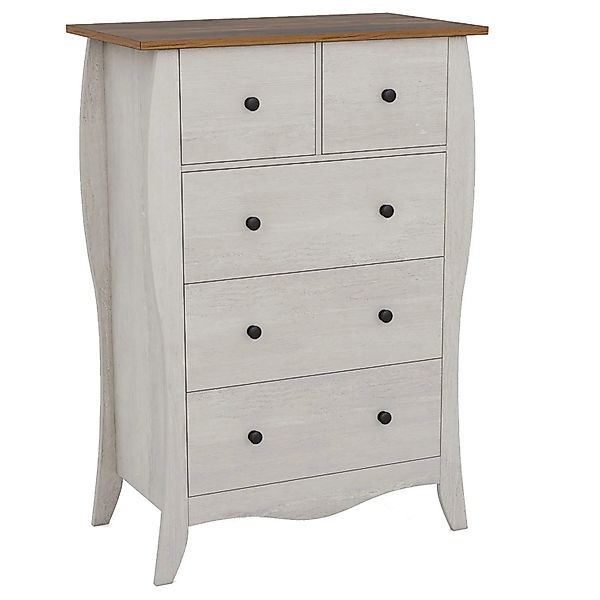 Costway Kommode 5 Schubladen Landhausstil Stoff Holz Grau günstig online kaufen