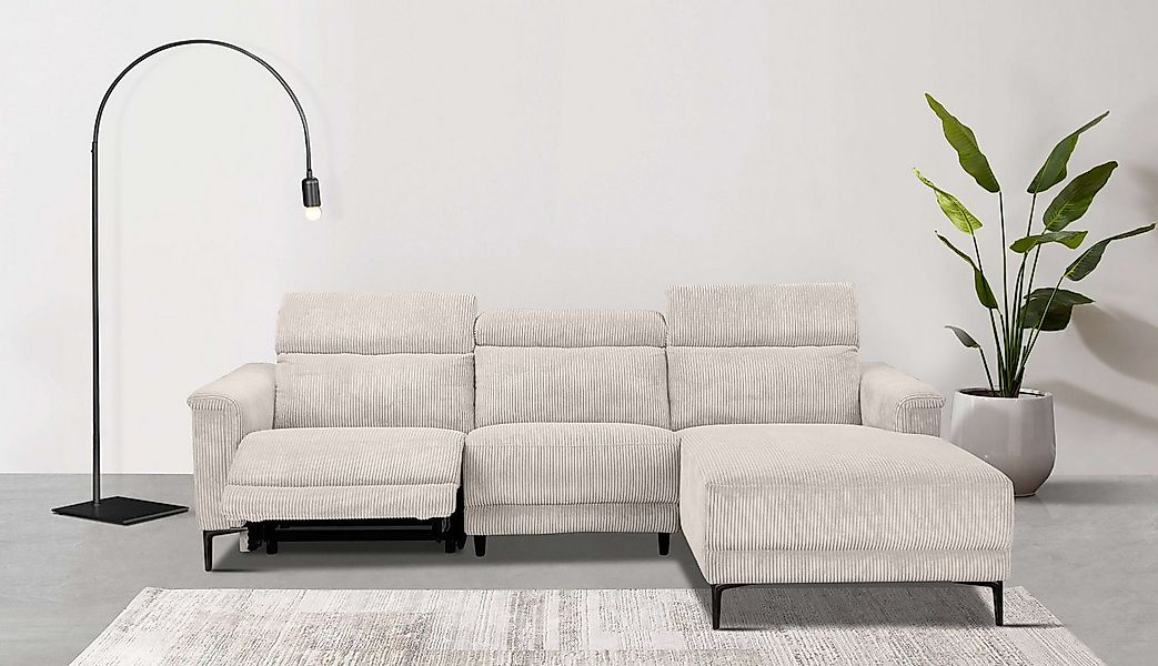 OTTO home Ecksofa LUND Cord, L-Form, 261 cm, man. o. elektr. Relaxfunktion günstig online kaufen