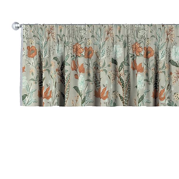 Kurzgardine mit Kräuselband, grau-orange-grün, 390 x 40 cm, Flowers (143-70 günstig online kaufen