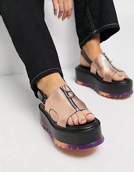 Koi Footwear – Crimson Aura – Vegane Sandalen mit dicker Sohle in holografi günstig online kaufen