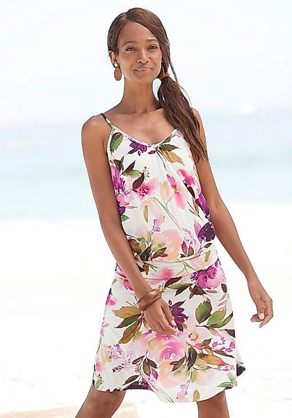 Beachtime Jerseykleid mit Blumendruck und dezenter Raffung, Sommerkleid, St günstig online kaufen
