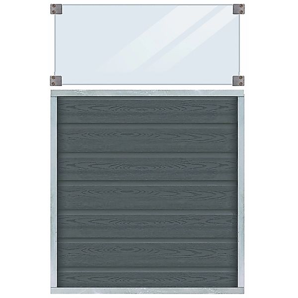 Sichtschutzzaun Artura WPC Schiefergrau mit Glas 90 cm x 135 cm günstig online kaufen