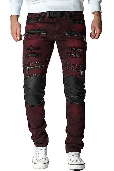 Cipo & Baxx Bikerjeans Herren slim fit Hose Stonewashed BA-CD481 Bordeaux W günstig online kaufen