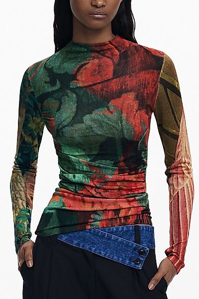 Desigual Strickpullover Eleganter Damenpullover in Grün: Muster, Stehkragen günstig online kaufen