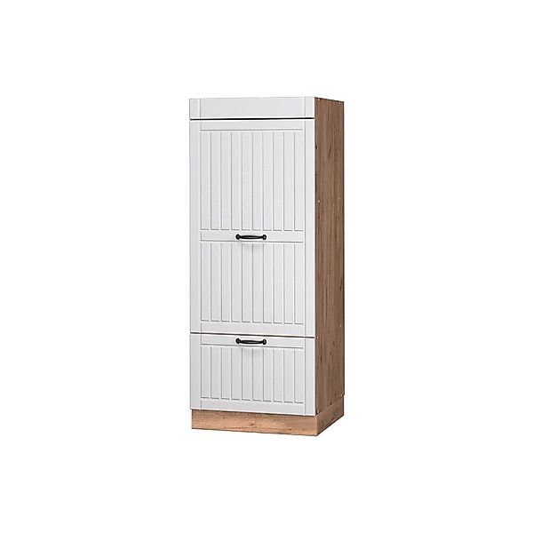 Vicco Mikrowellenumbauschrank Fame-Line, Weiß Landhaus/Goldkraft Eiche, günstig online kaufen