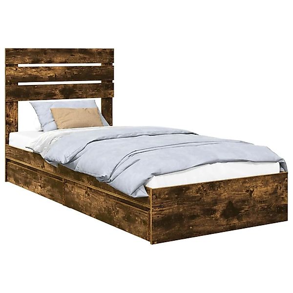 vidaXL Stauraumbett Räuchereiche 100 x 200 cm Holzwerkstoff 3411592 günstig online kaufen