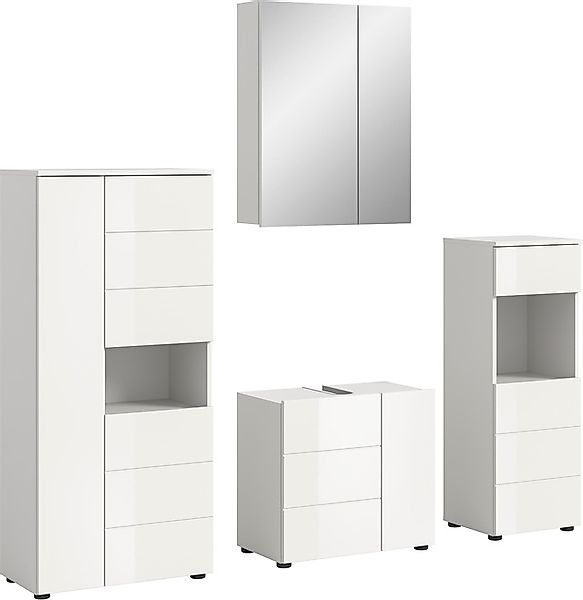 welltime Badmöbel-Set »Biel, Höhe 190 cm, Midischrank, Unterschrank, Spiege günstig online kaufen