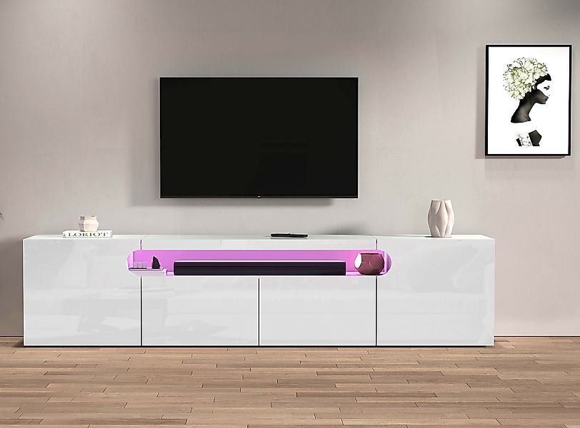 Home affaire Lowboard REAL TV-Möbel, 240 cm breit, 40/60 cm hoch, Hochglanz günstig online kaufen