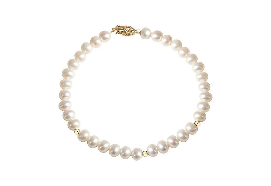 Fascination by Ellen K. Armband Gold 585 mit weißen Perlen 20cm günstig online kaufen