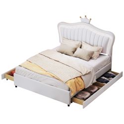 Flieks Polsterbett, LED Beleuchtung Krone Kunstleder günstig online kaufen