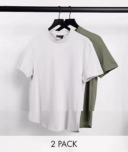 ASOS DESIGN Longline-T-Shirt mit seitlichen Schlitzen im 2er-Pack-Mehrfarbi günstig online kaufen