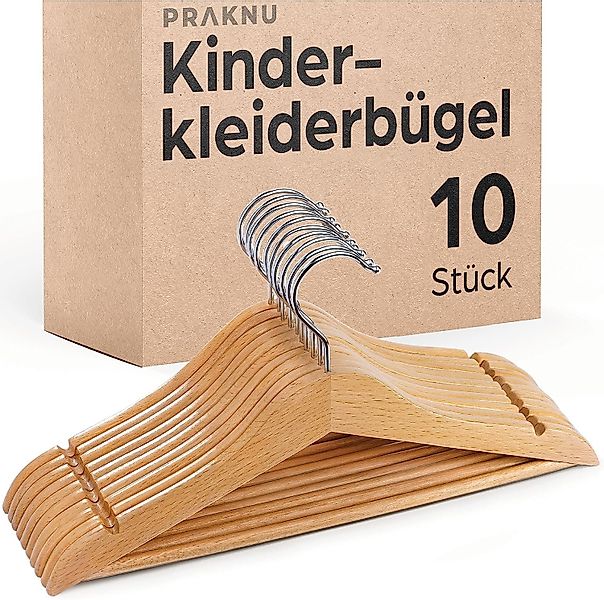 Praknu Kleiderbügel Kinderkleiderbügel Holz mit Haken günstig online kaufen