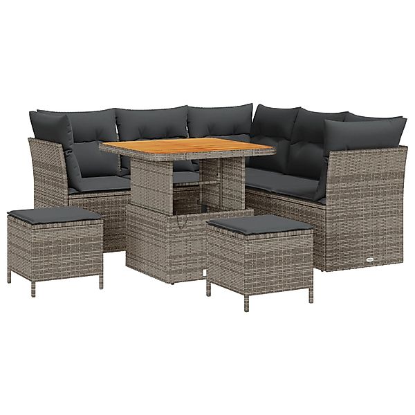 vidaXL 8-Teiliges Garten-Sofaset mit Kissen in Grau aus Poly Rattan 3361483 günstig online kaufen