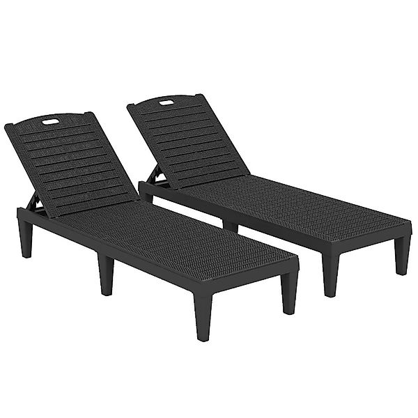 Costway 2er Set Sonnenliege Kunststoff mit Rückenlehne Schwarz günstig online kaufen