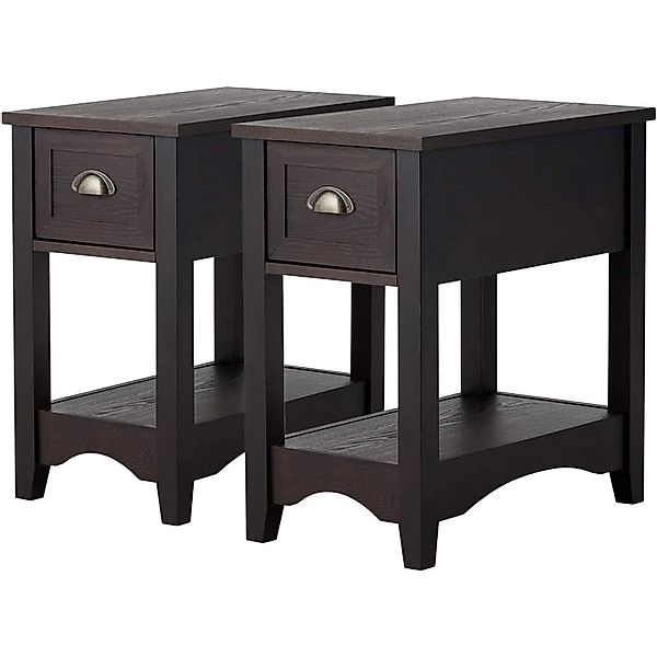 Costway Beistelltisch mit Schublade und Ablage 2-Stöckiger Sofatisch günstig online kaufen