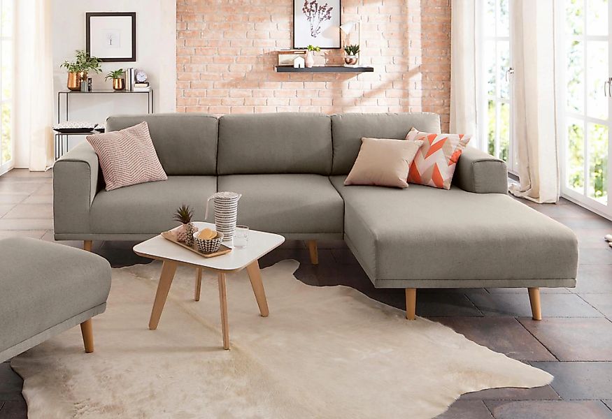 Home affaire Ecksofa "Lasse L-Form" im scandinavischen Stil mit Holzfüßen günstig online kaufen