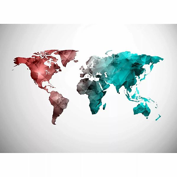 Fototapete Weltkarte Weiß Blau Rot Lila 3,50 m x 2,55 m FSC® günstig online kaufen