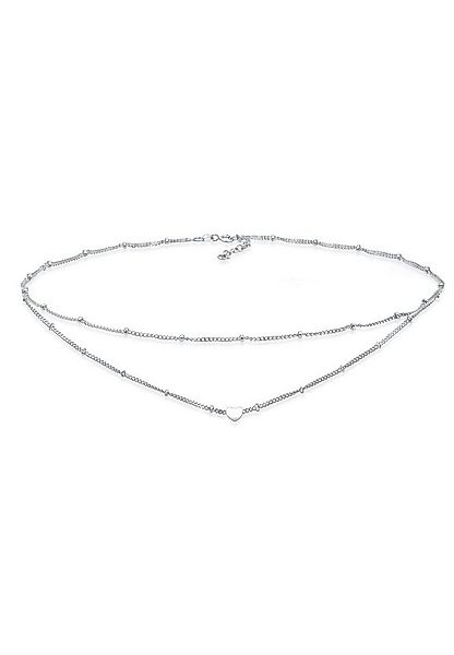 Elli Collier Choker Layer Kugelkette Herz 925 Silber günstig online kaufen