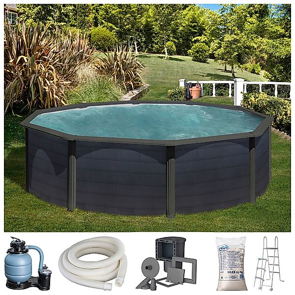 Gre Rundpool GRAPHITE (Set), 4-tlg., Stahlwandpool, günstig online kaufen