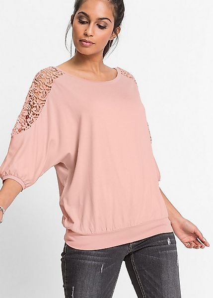 bonprix Oversize-Shirt Oversize Passform, 3/4-Ärmel, ohne Kragen, aus Visko günstig online kaufen