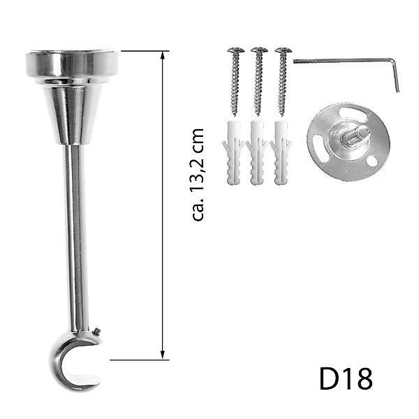 BASIT Gardinenstange Edelstahloptik 19mm mit Deckenträgern 120 cm E63, Ø 19 günstig online kaufen
