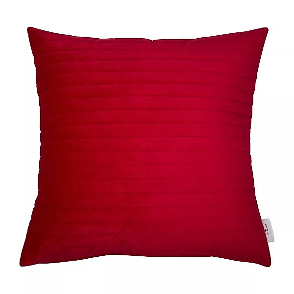 home24 Tom Tailor Kissenbezug T-Velvet Stripes Rot 50x50 cm (BxH) Samt günstig online kaufen